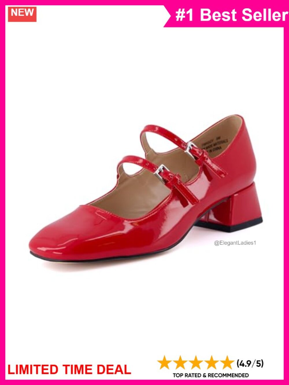 Mary Jane Dress Heels Closed Toe Block Heel Memory Foam Faux Leather